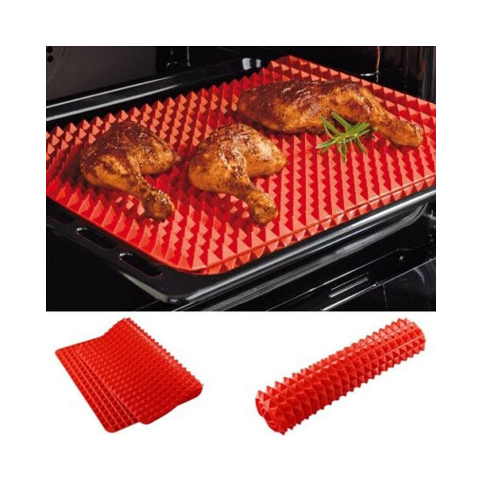 Pyramid Pan Silicone Baking Tray Cooking Mat Non Stick Fat Reducing Cooking Oven
