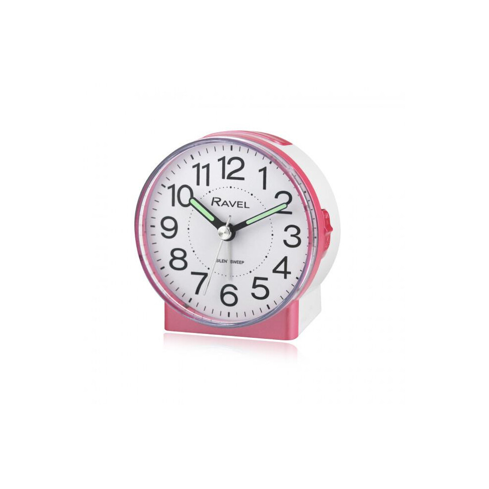 Ravel Round Mid Sized Bedside Quartz Alarm Clock - Pink RC039.5