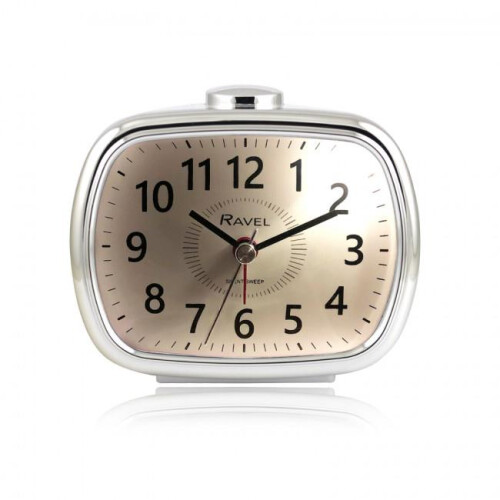Ravel Ravel Mid sized Bedside Quartz Alarm Clock - White / Silver RC042.4C 2