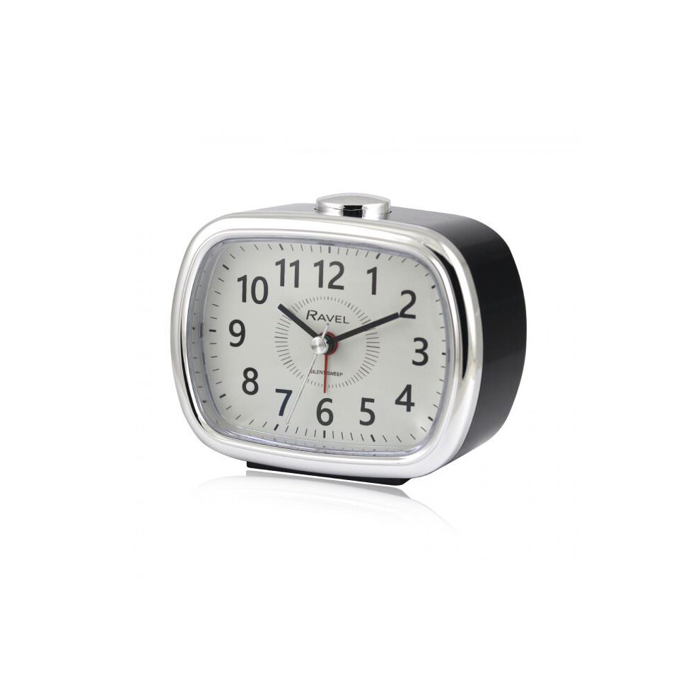 Ravel Mid sized Bedside Quartz Alarm Clock - Black / Silver RC042.3C