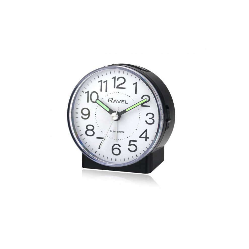 Ravel Round Mid Sized Bedside Quartz Alarm Clock - Black Rc039.3