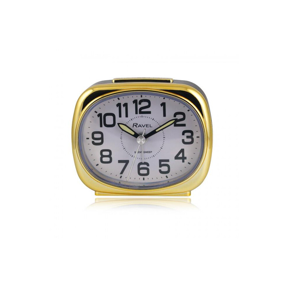 Ravel Small Sized Pillow Shaped Bedside Quartz Alarm Clock - Black / Gold Rc040.32