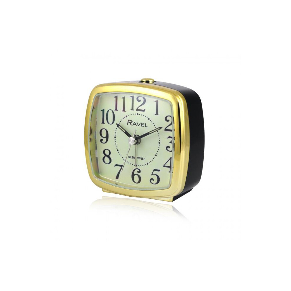 Ravel Retro Styled Small Size Bedside Quartz Alarm Clock - Black / Gold RC041.32