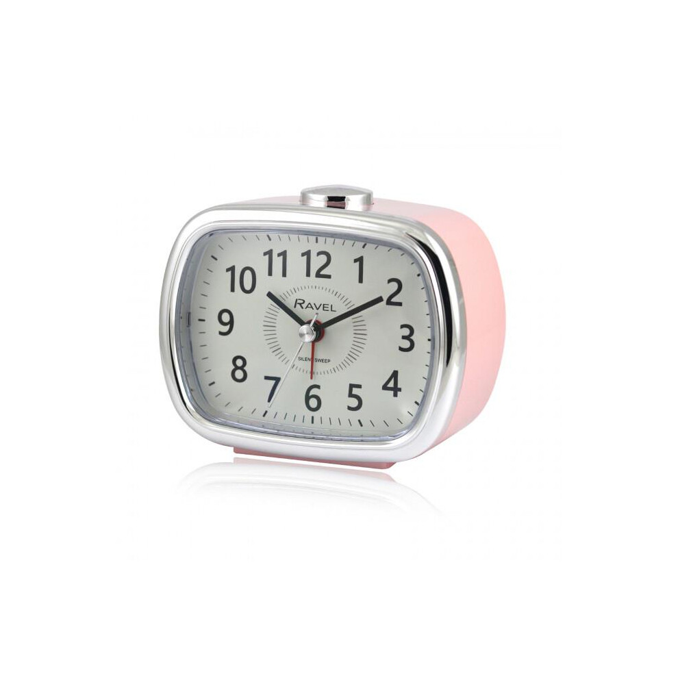 Ravel Mid sized Bedside Quartz Alarm Clock - Pink / Silver RC042.5C