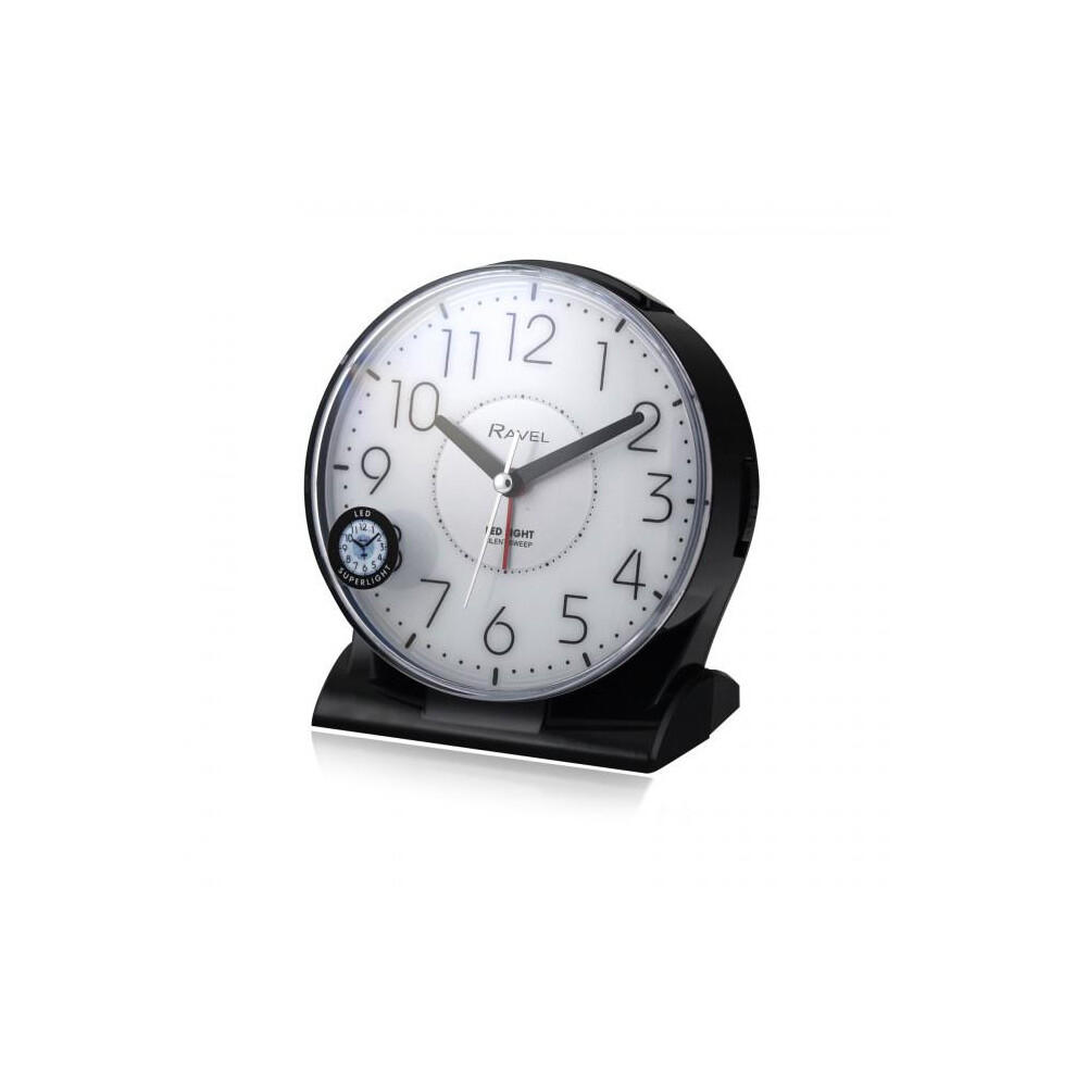 Ravel Large Contemporary Bedside / Mantel Quartz Alarm Clock - Black RC036.3