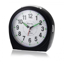 Ravel Large Art Deco Bedside / Mantel Quartz Alarm Clock - Gloss Black RC035.3