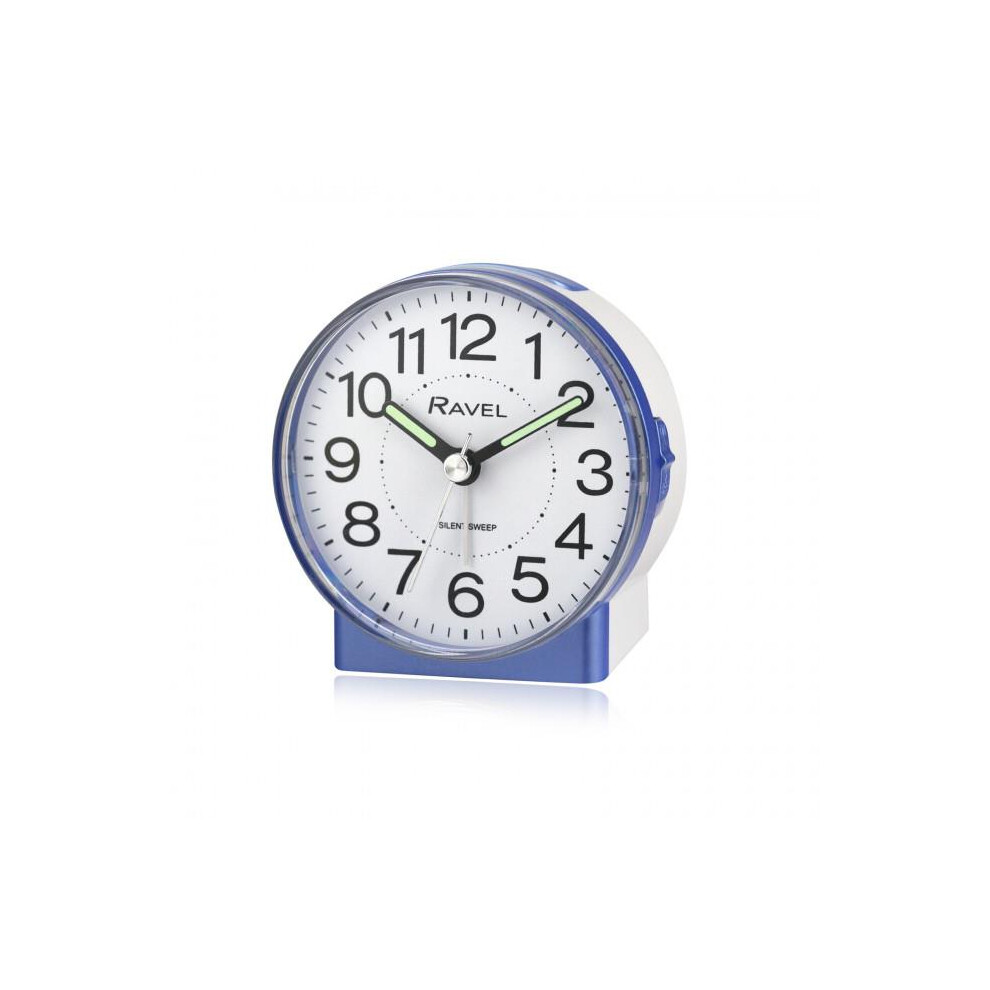 Ravel Round Mid Sized Bedside Quartz Blue Alarm Clock Rc039.6