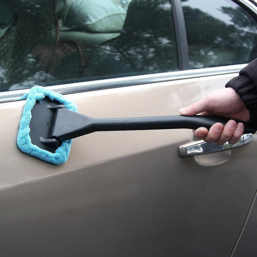 Windshield Cleaning Tool, Car Window Cleaner With Unbreakable Long-reach Handle And Washable Reusable 2