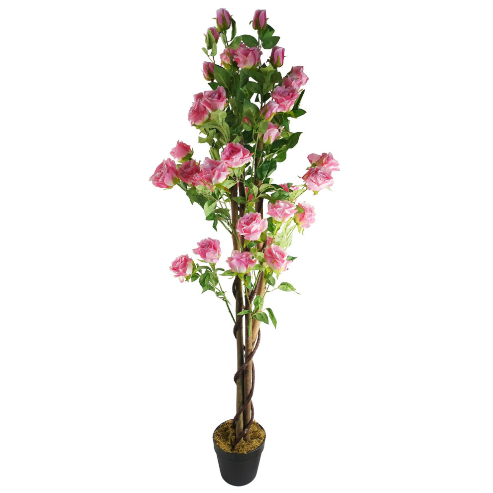 New Leaf Leaf Red 60Cm Rose Artificial Flowers Spray - 4 Flowers 3 Buds