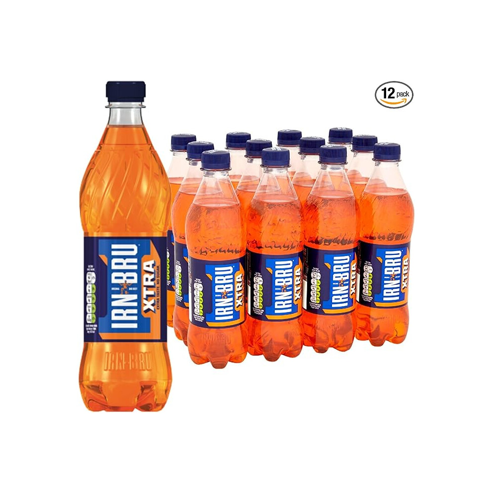 IRN-BRU XTRA Fizzy Drinks Multipack Bottles Zero No Sugar & Low Calorie - 12 x 500ml Bottles (12 Pack)