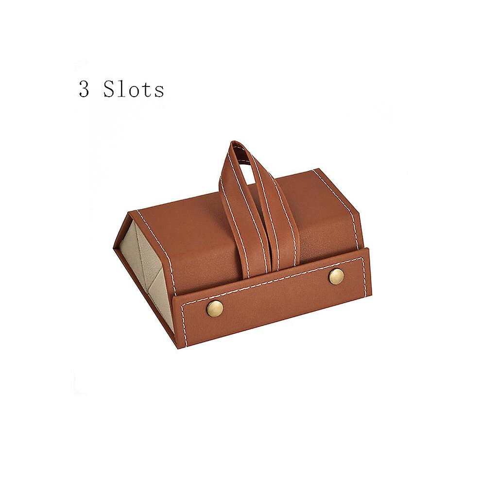 Brown (, 3 Slots) Multiple Slots Sunglasses Travel Organizer Case Foldable Eyeglasses Storage Box