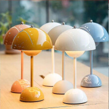 (rechargeable blue) Mushroom Flower Bud Rechargeable Led Table Lamps Desk Night For Bedroom Dining Touch Night Light Simple Modern Decoration