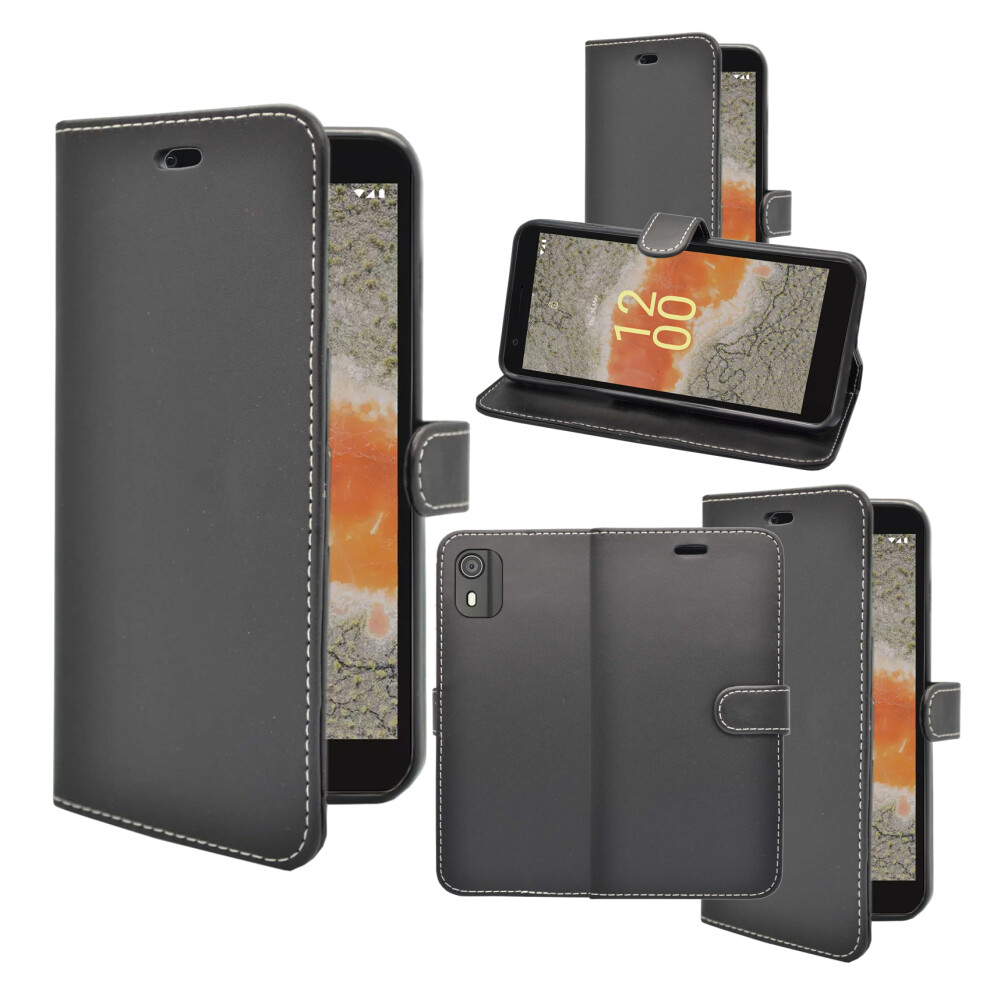 (Black) For Nokia C02 Wallet Flip Pu Leather Stand Case Black 5060972628287