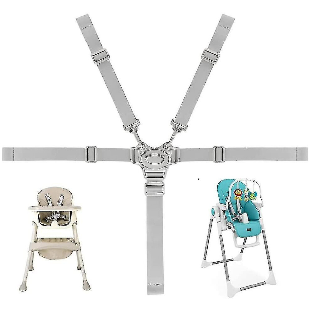 Universal High Chair Harness Adjustable Child Strap With Safety Belt Attachment 5-point (grey)