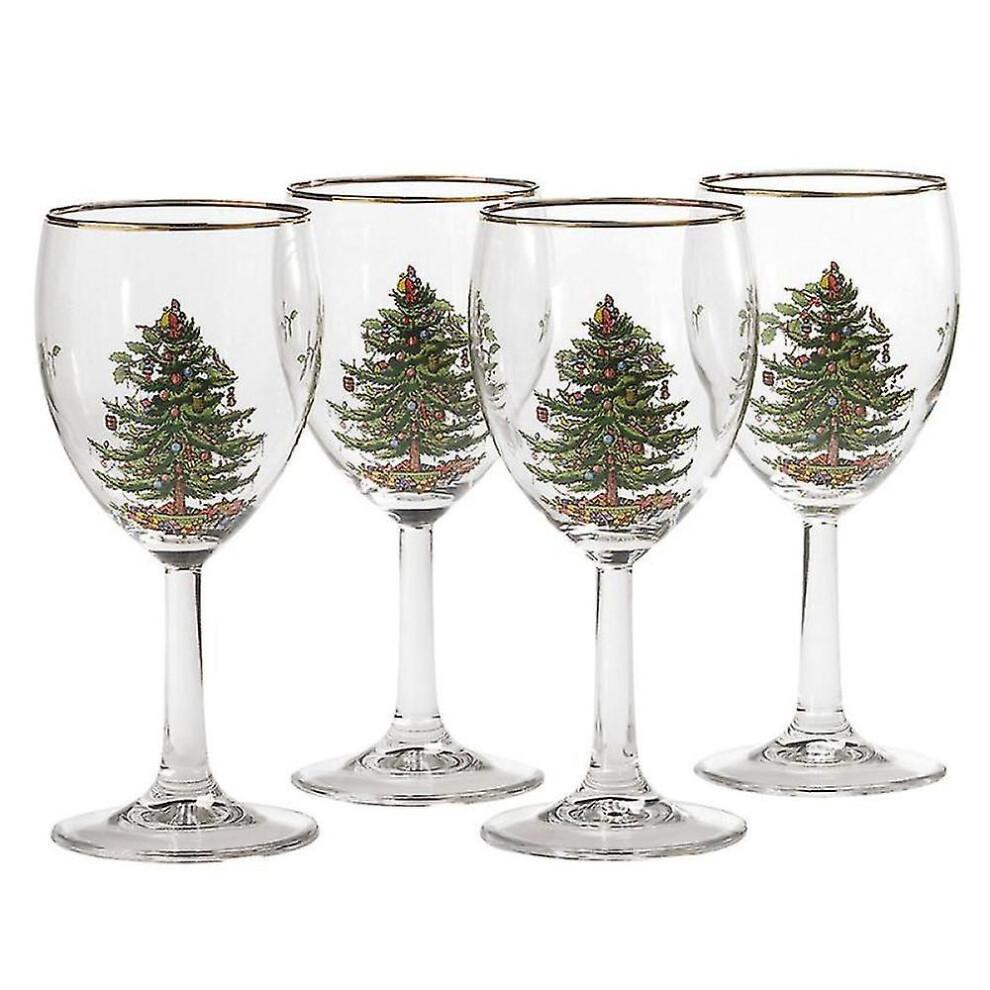 Spode Christmas Tree Wine Glasses Set of 4