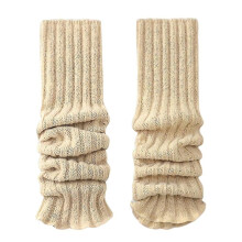 (Khaki) Women Ribbed Leg Warmers Wool Knit Comfortable Leg Warmers For Party Dance Sports Yoga Accessories