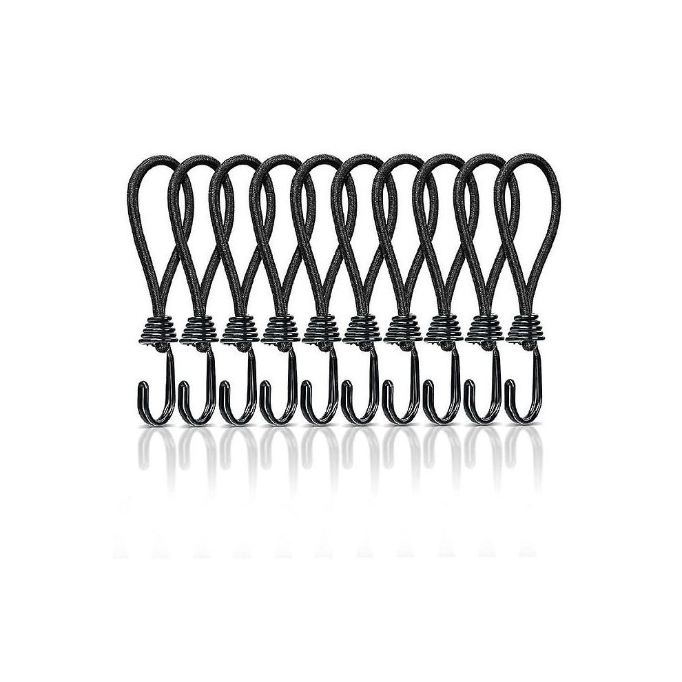 Pack Of 10 Short Bungee Cords With Hooks, 15 Cm Tarpaulin Tensioners With Snap Hook Sling, Extra Strong Rubber Ropes, Expander Hooks, Tension Belts Wi 9033322364872