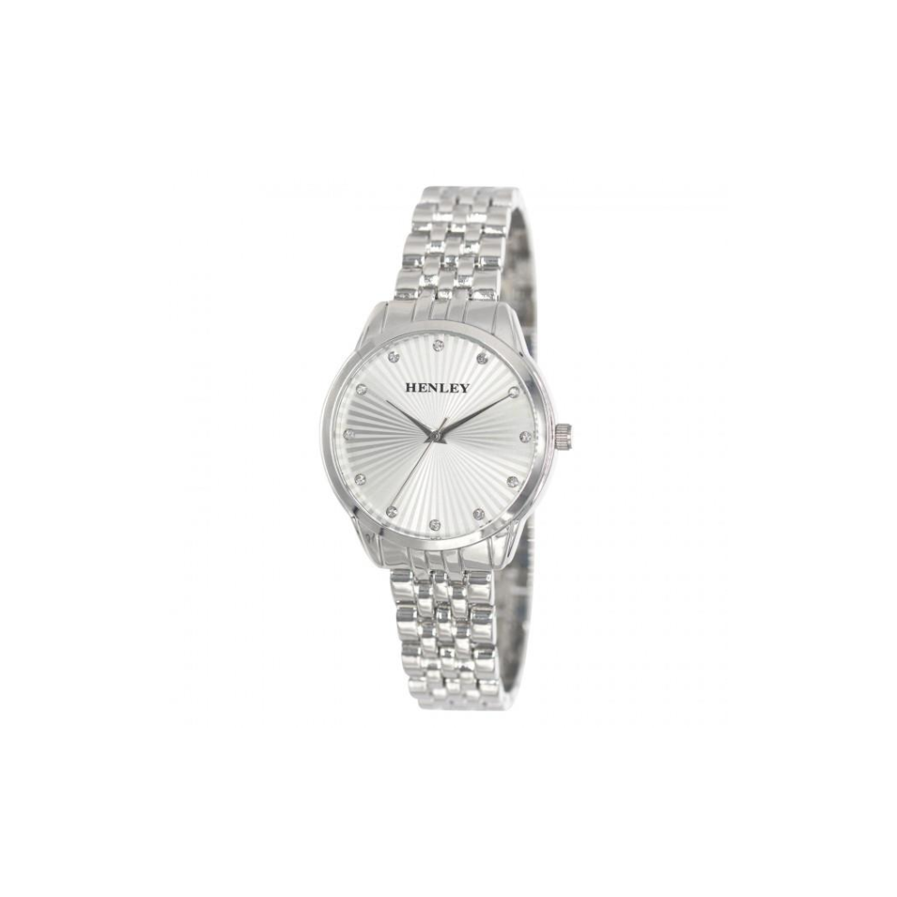 Henley Ladies Bling Pink Dial & Silver Bracelet Watch H07325.5