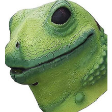 Ghyt Lizard Head Mask Halloween Costume Props Adult Party Realistic Animal Latex Masks Green Lizard Headgear