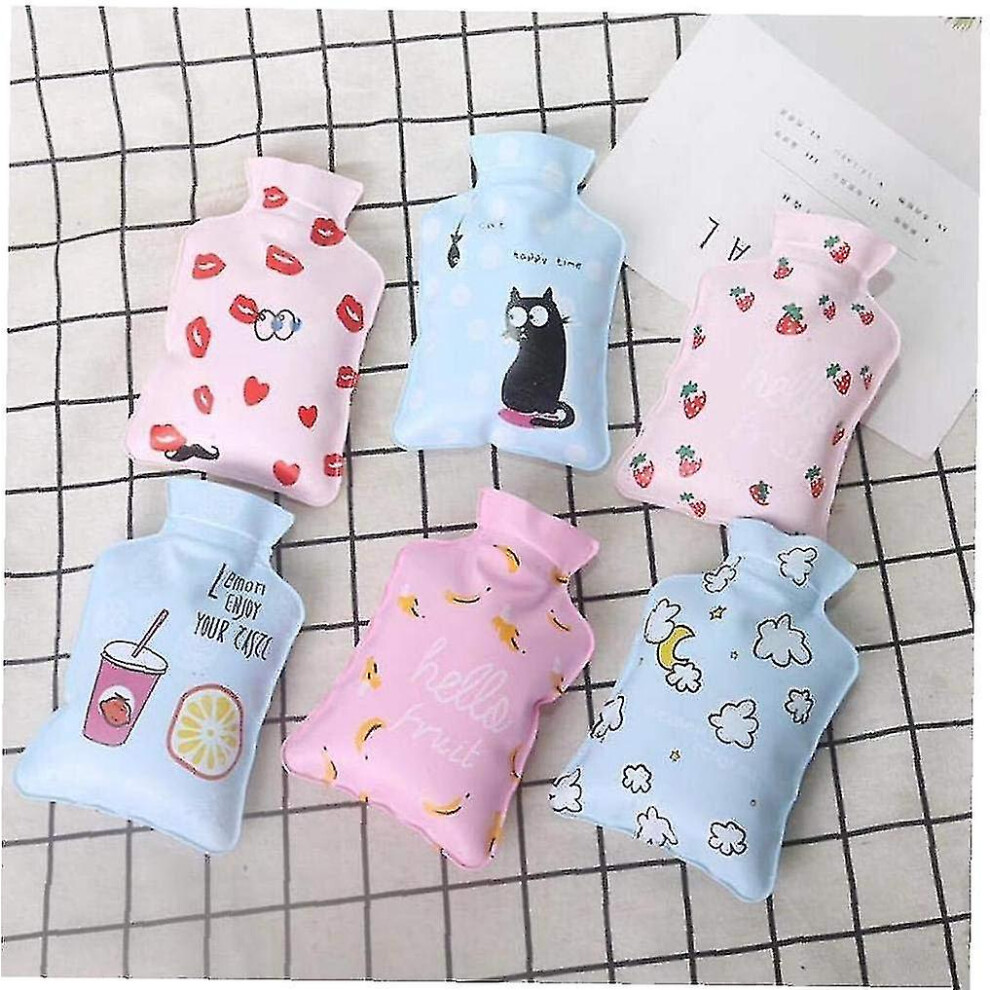 6pcs Portable Cartoon Hand Warm Water Bottle Mini Hot Water Bottles Hand Warmer Pocket Hand Feet Hot Water