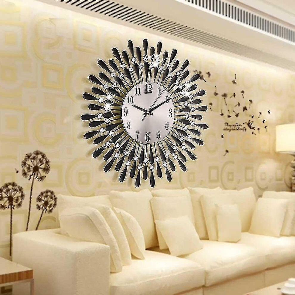 Wall Clocks Black 3d Large Diamante Beaded Crystal Jeweled Wall Clock