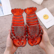 Men And Women Couple Sandals And Slippers Parent-child Children Cartoon Lobster Slippers Funny Crayfish Beach Slippers