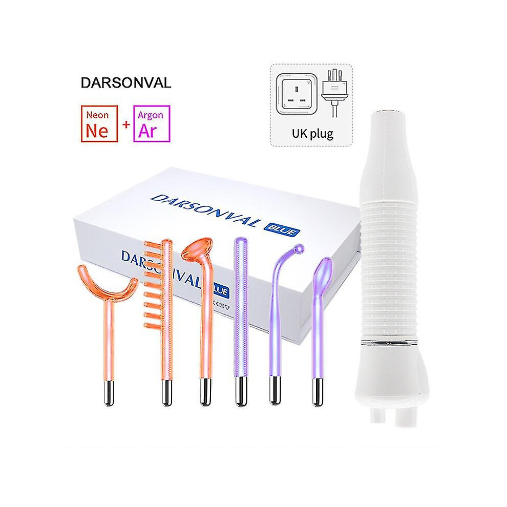 (UK) Portable High Frequency Facial Machine Skin Therapy With 6 Neon