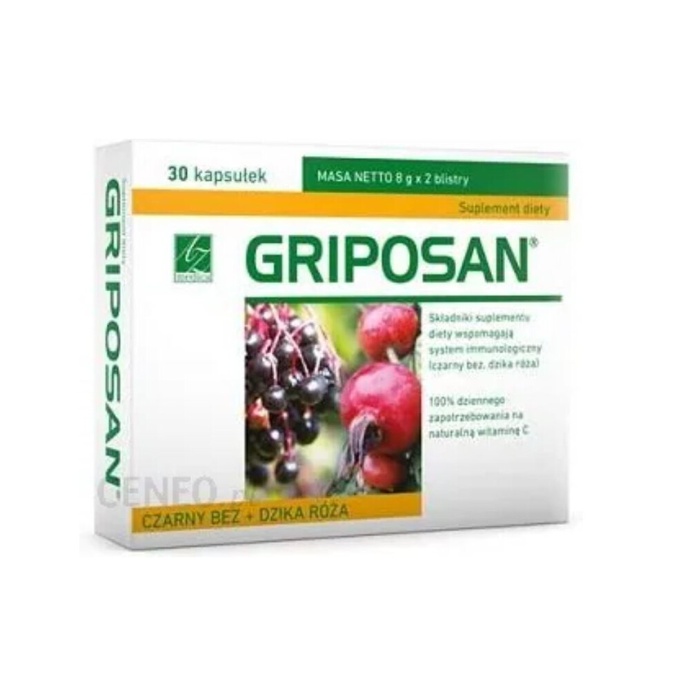 Polskie Suplementy Black Griposan 30 Kap Throat & Respiratory Tract Przeziebienie I Grypa Cold & Flu
