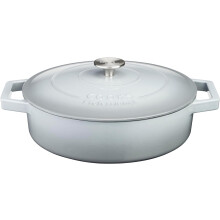 (Grey) Cooks Professional 28cm Shallow Cast Iron Casserole