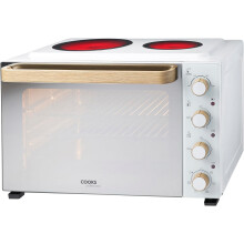 Cooks Professional 48L Mini Oven with 2 Ceramic Hobs | White Nordic