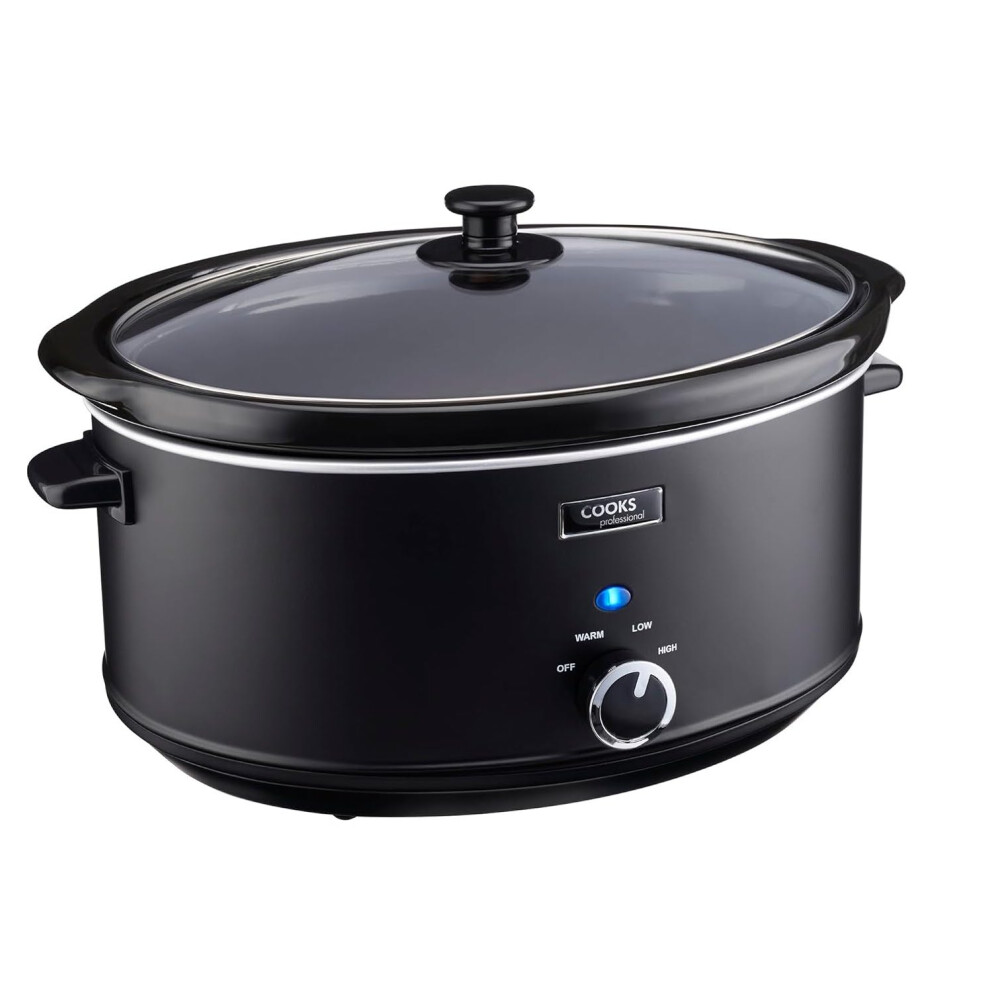 Cooks-Professional Cooks Professional 6.5L Stainless Steel Slow Cooker With Removable Ceramic Pot, Keep-Warm, Glass Lid - K427 Black