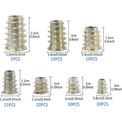 120pcs Threaded Insert Nuts M4/m5/m6/m8/m10 Nuts Zinc Alloy Hex Socket Nut Bolt Inserts From Screw Nut Nut Sorting Tool Kit Hex Nuts Baobao 2
