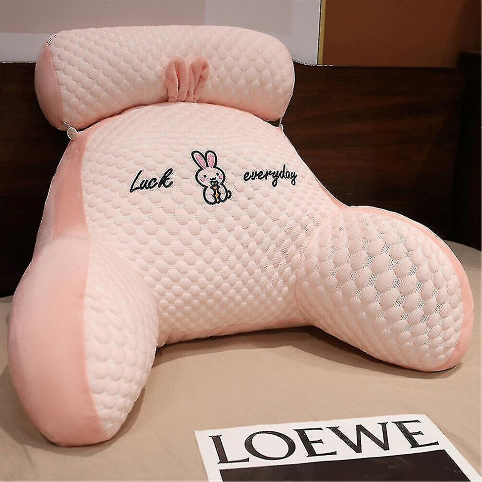 (Pink, A) Reading Pillow For Bed - Back Rest Lumbar Support And Arm Seat Cushion