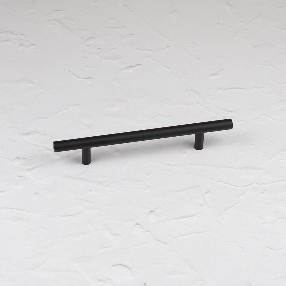(128mm Handle) Matt Black T Bar Cabinet Pull Handles & Knob