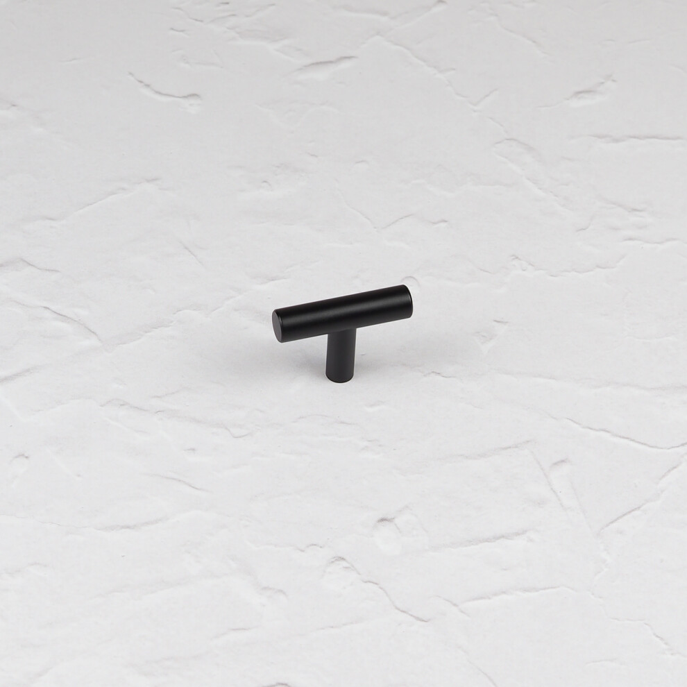 (48mm Pull) Matt Black T Bar Cabinet Pull Handles & Knob