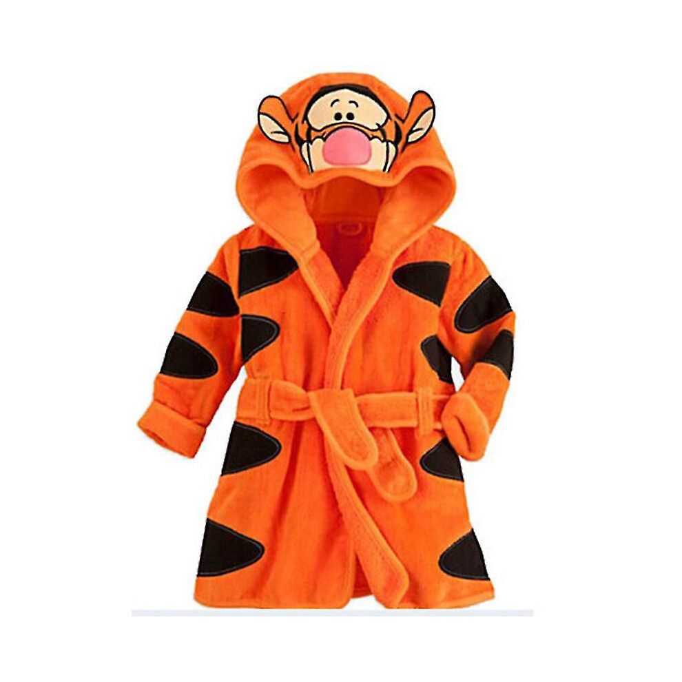 (Yellow Tiger, 4-5 Years) Baby Kids Mickey Mouse Hooded Bathrobe Fleece Dressing Gown Boy Girl Sleepwear Nightwear-image-OPC-PDNV5K5-NEW