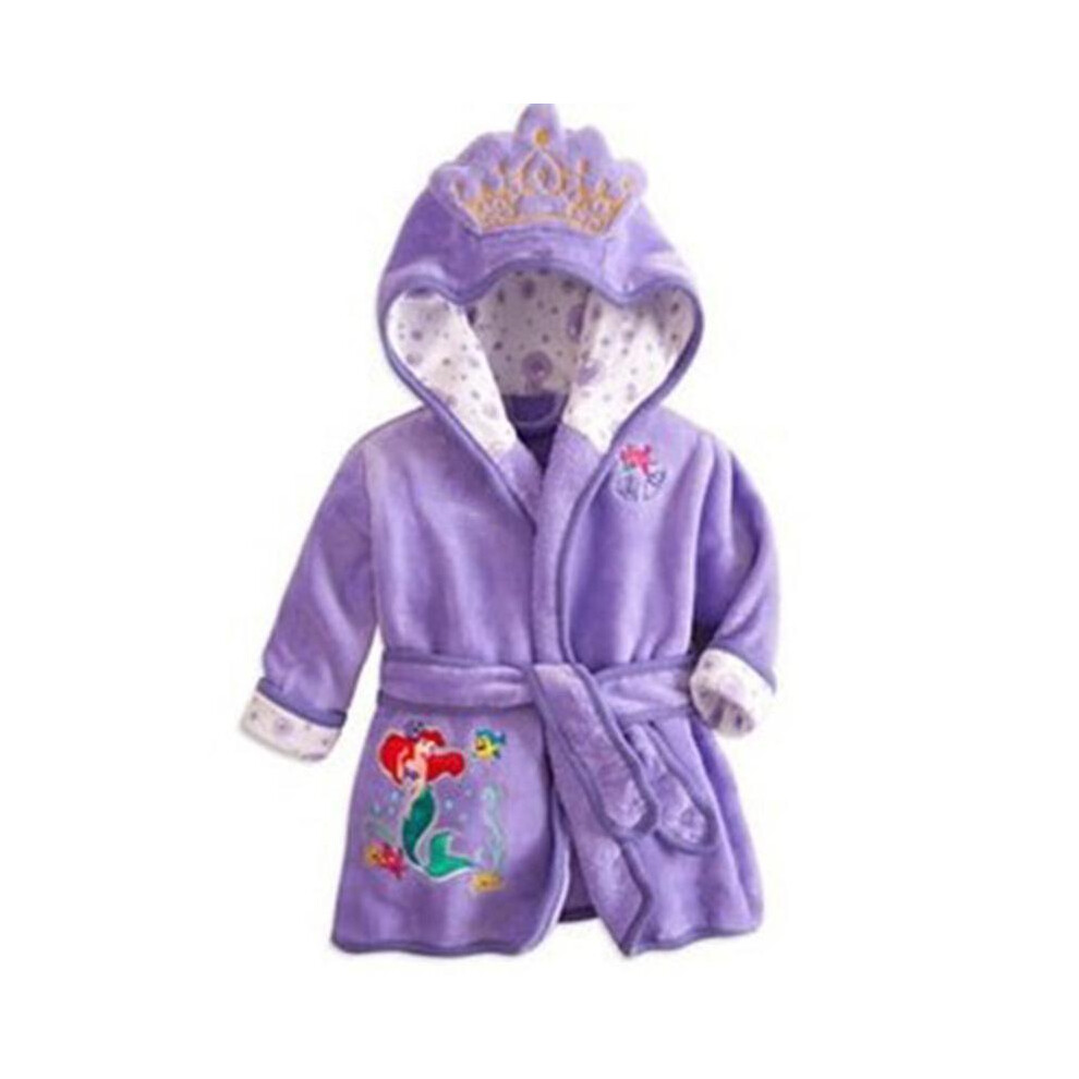 (Purple, 3-4 Years) Baby Kids Mickey Mouse Hooded Bathrobe Fleece Dressing Gown Boy Girl Sleepwear Nightwear-image-OPC-PDNV5KS-NEW