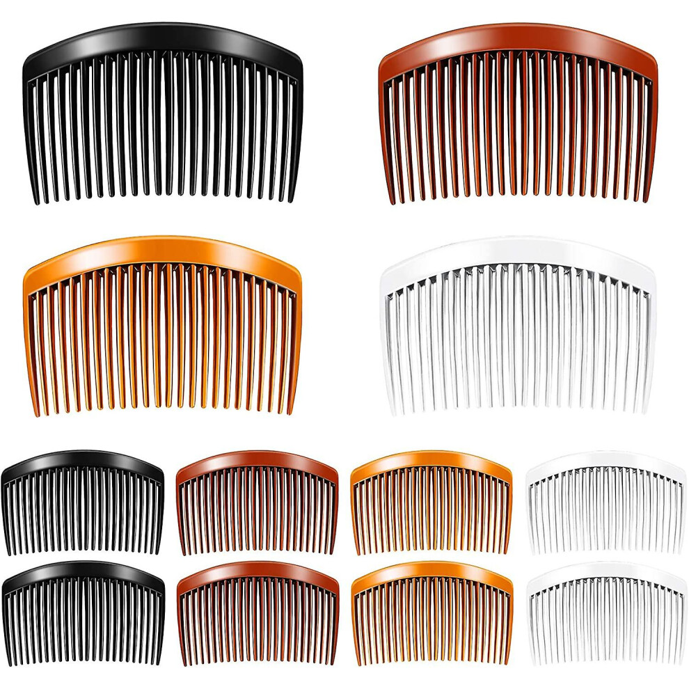 12pcs Plastic Side Hair Twist Comb French Twist Comb Hair Clips For Hair Accessories, 4 Colors