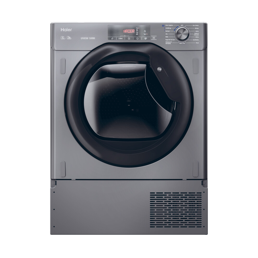 Haier Series 4 Hdb4h7a2tberx80 Integrated 7Kg Heat Pump Tumble Dryer - A++ Rated Anthracite