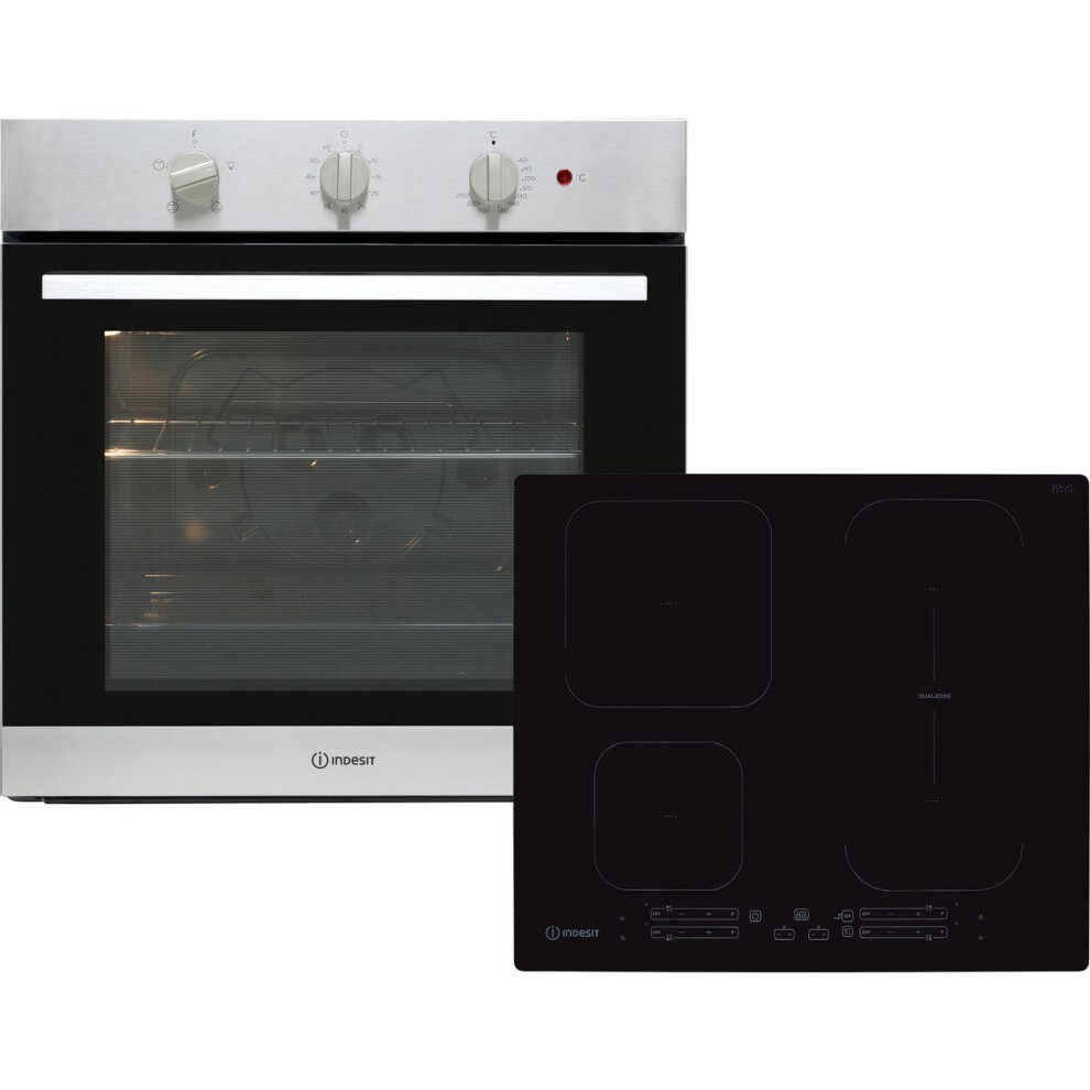 Indesit IndIFWInduct Built In Electric Single Oven and Induction Hob Pack - A Rated