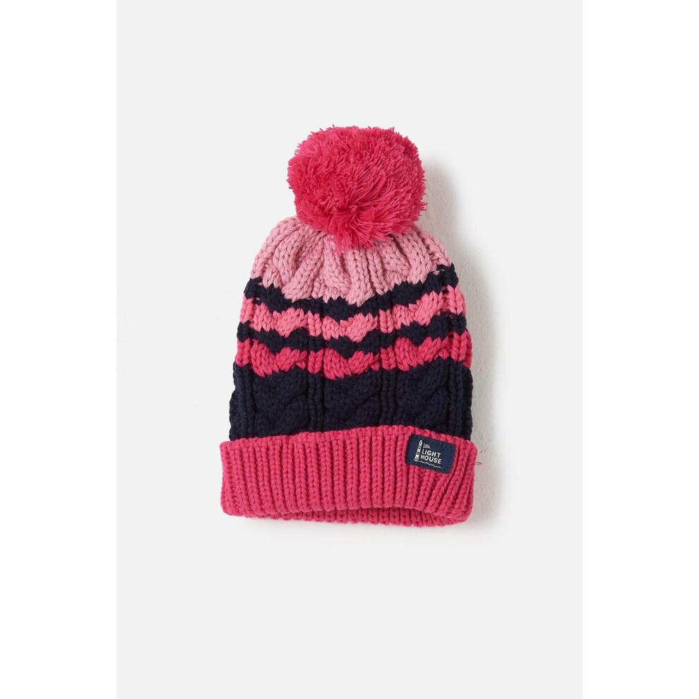 (2-4 Yrs, Pink Navy Stripe) Bobbie Kids Bobble Hat