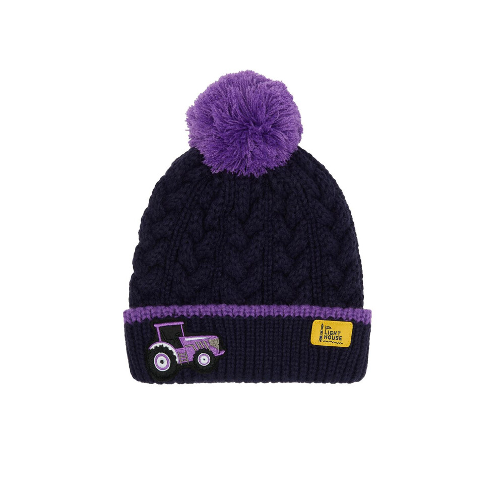Lighthouse (2-4 Yrs, Tractor) Bobbie Kids Bobble Hat Purple