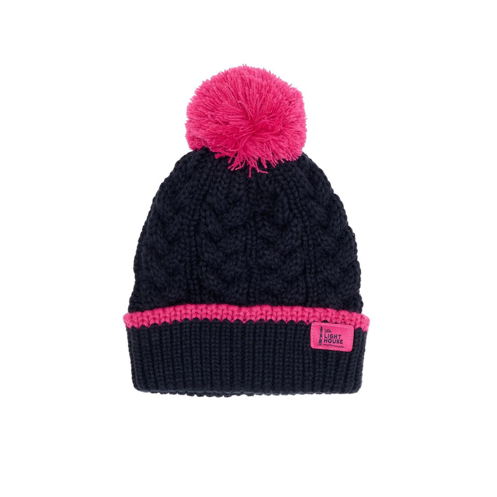Lighthouse (5-10 Yrs, Pink Navy) Bobbie Kids Bobble Hat Blue,Pink