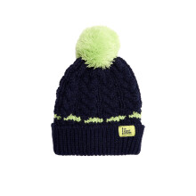(5-10 Yrs, Navy Lime) Bobbie Kids Bobble Hat