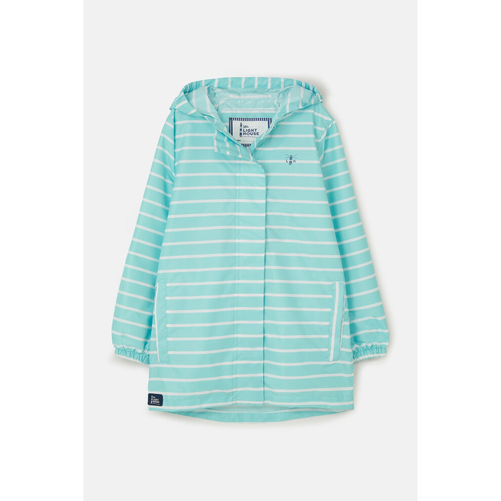 (1-2 Yrs, Soft Turquoise Stripe) Cara Kids Rain Parka