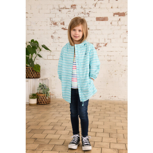 LightHouse (6-7 Yrs, Soft Turquoise Stripe) Cara Kids Rain Parka 1
