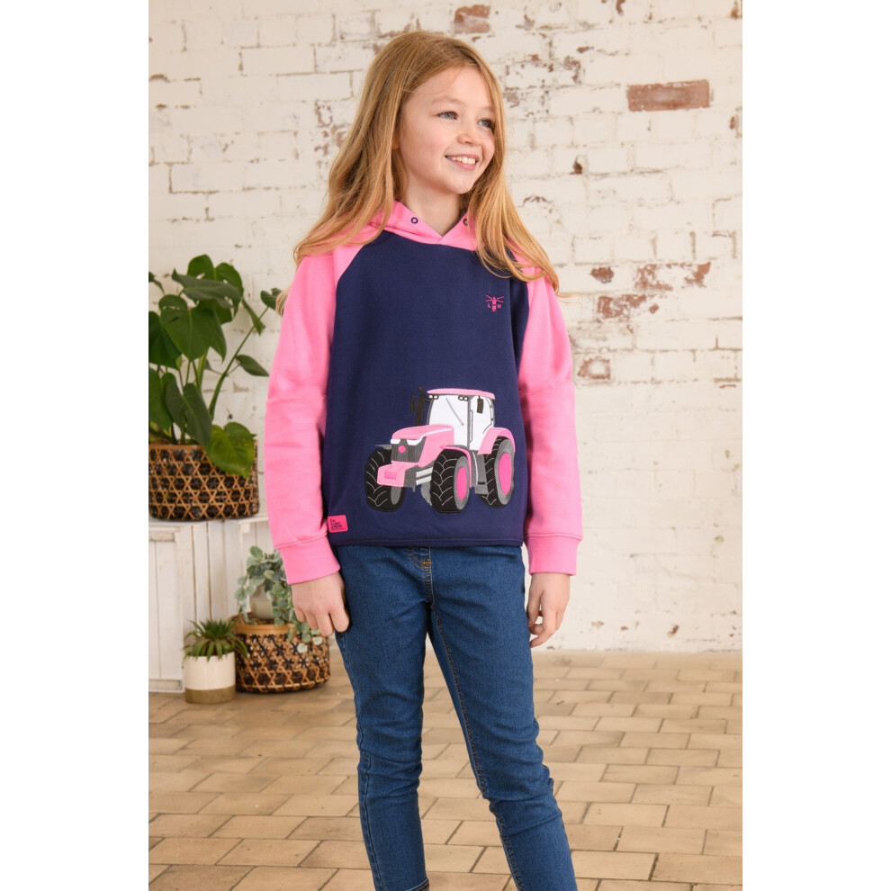 Lighthouse (7-8 Yrs, Pink Tractor Appliqué) Jill Kids Hoodie