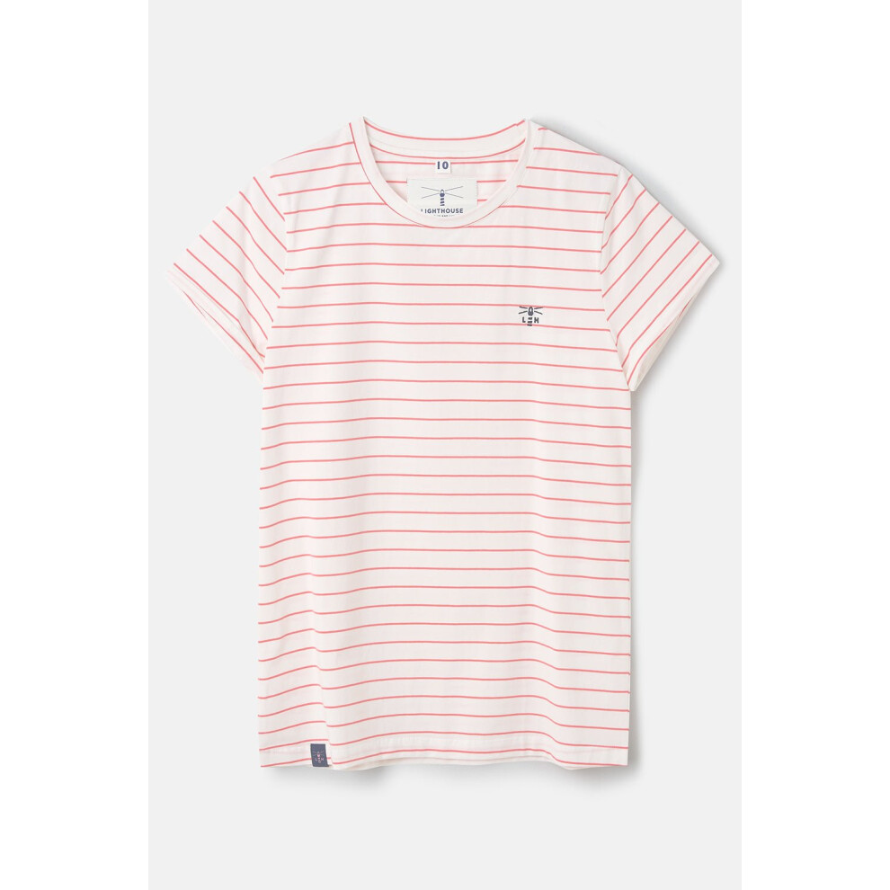 (UK 14, Cloud Pink Stripe) Seashore Womens T-Shirt