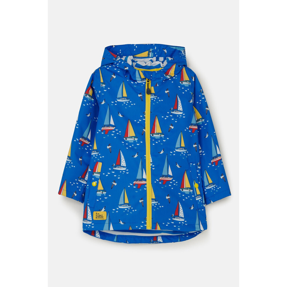 Lighthouse (4-5 Yrs, Blue Boat Print) Ethan Kids Waterproof Jacket