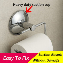 Stainless Steel Bathroom Toilet Paper holder Roll Holder Tissue Bar Holder Wall Mounted by Air Vacuum Suction Cup